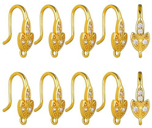BEEFLYING 20 Stück 18 Karat vergoldete Zirkonia-Ohrringhaken Ohrhaken mit baumelnden Schlaufen für DIY-Schmuckherstellung und Kunsthandwerk