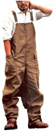 CLSSLVVBN Streetwear professionnel pour hommes, salopette polyvalente et élégante pour le travail, jean en Polyester réutilisable et lavable à la mode pour hommes, Brun, L