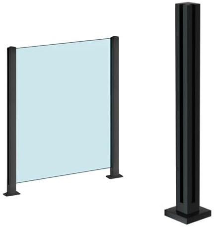 Glasgeländer Pfosten Geländer Schwarzes Glas Geländerpfosten, Glas-Geländerpfosten Säule für Balkongeländer Balkontreppen, Kann keinen Handlauf hinzufügen Version & Höhe anpassbar ( Color : Corner Pos
