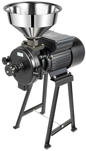GAOUSD Mulino per cereali elettrico, trituratore elettrico, trituratore elettrico, macina con imbuto in acciaio inox, adatto per riso macinato, cereali, spezie, fagioli rossi