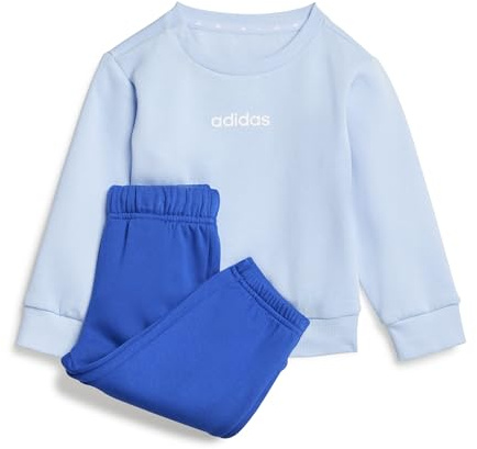 adidas Unisex Baby Essentials Linear Logo Jogger Track Suit, glow blue/white, 3-6 Months