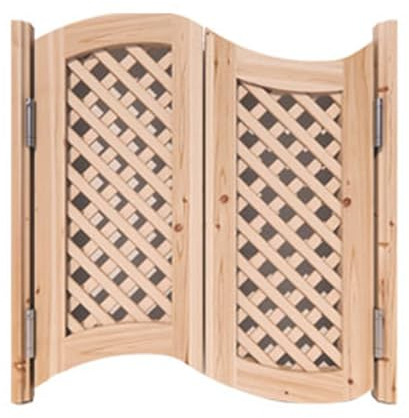 YHWKGZ Cafe Swinging Doors, Lattice Solid Wood Swing Door, Salon Interior Door Primer, Rotating 180°, Half Waist Double-Action Door, Customized Fence Door, Bar Partition Door (Size : 90cm/.35.4)