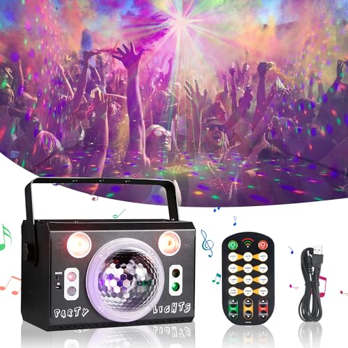Discokugel 3 in 1 Discolicht Partylicht mit Fernbedienung, Musikgesteuert Disco Lichteffekte 120 Muster mit Stroboskop Sprachsteuert, Disco Ball LED für Kinder Geburtstag KTV Bar Club