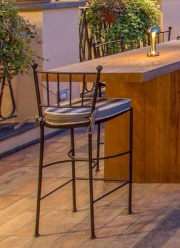 Casa Padrino luxury Art Nouveau wrought iron bar chair with seat cushion black/gray/white H. 97 cm