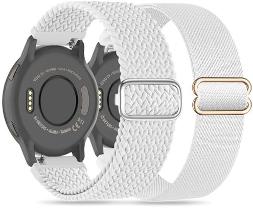 Wizvv 20mm Geflochten Loop & Elastisch Nylon Armband, Kompatibel mit Garmin Venu/Venu 2 Plus/Venu Sq/Venu sq 2/Venu Sq Music, Dehnbares Nylon Armband für Forerunner 55/245/245 Music Herren Damen