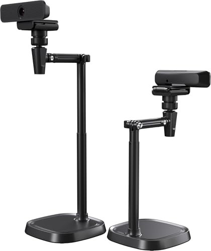 Webcam Stand Camera Mount Cellphone Stand for Webcam C925e C922x C922 C930e C930 C920 C615 Brio 4K, DSLR Camera Right Light with 1/4 Thread (Black)