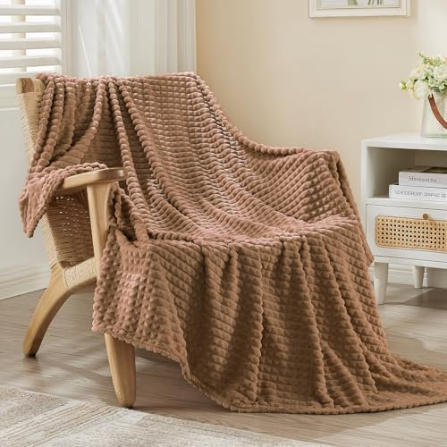EMME Kuscheldecke Flauschige - 3D-Touch-Erlebnis 150x200cm Fleecedecke, Weiche Warme Wolldecke Überwurfdecke, Couchdecke, Decke für Sofa, Tagesdecke, Wohndecke, Braun