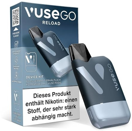 Vuse Go Reload Starter Set mit Zugautomatik, Kompakte Vape mit USB-C Kompatibilität, ergonomisches Design, mit nur einem Device, Pod System, Keine einweg ePod Caps enthalten, Farbe: Schwarz