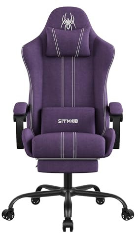 SITMOD Sedia gaming con Poggiapiedi, Ampia Sedia da Ufficio Ergonomica Imbottita, Alta Capacità di Carico, Sedia per Computer con Schienale Alto e Poggiapiedi, Tessuto a rete