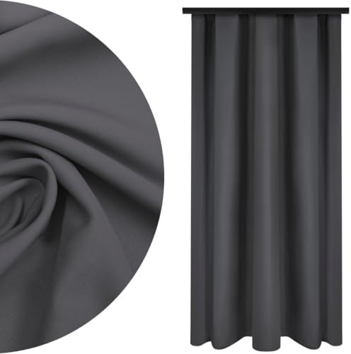 Voppi Glatter Vorhang mit Kräuselband Tunnelvorhang Bleistiftgrau 140x250 cm Langer Froschvorhang Vorhang mit Sicherheitsnadeln halbverdunkelnder blickdichter Dekovorhang Grau