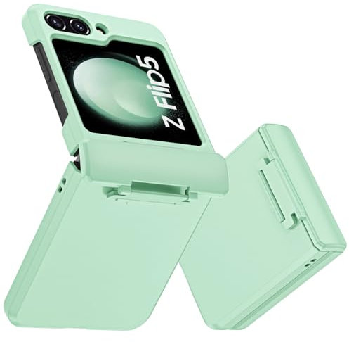 DOMAVER Case for Samsung Galaxy Z Flip5 Case, Slim Fitwith Zipper Protection Thin TPU Anti-Slip Silicone Protective Girls Women Men Phone Cover for Samsung Z Flip 5 5G, Mint Green