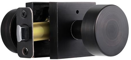 Boutons de porte d'intérieur en bronze huilé avec serrure, poignées de porte carrées robustes pour chambre à coucher, salle de bain, verrouillable, bronze antique