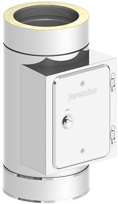 Reinigungselement/Revisionselement (bis 600°C) mit Tür passend für doppelwandige Schornsteine mit Ø 150mm Innen- und Ø 200mm Außendurchmesser, Edelstahl