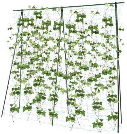 Garten Gurken Spalier, 180×180cm A-Frame Gurken Rankhilfe mit Kletternetz, Gitternetz Kletterpflanzen Rankgitter für Weintrauben, Blumen, Gurken, Erbsen, Zucchini