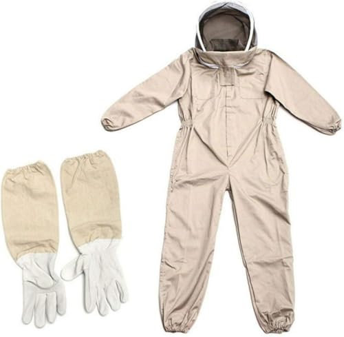 Fransande Tuta da Apicoltore per Apicoltori, Tuta da Apicoltore Professionale Tuta Protettiva per Apicoltura Completa per Il Corpo Tuta per Ape Ventilata con Elastico, Guanti in Pelle, L/XL/XXL