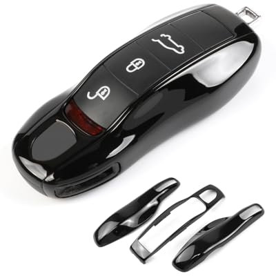 EULIMBQS Couverture clé de Case pour Porsche Macan Cayenne 718, Porte-clés de la Voiture de Voiture pour Porsche Cayman Panamera 911 Boxster (Piano Black)