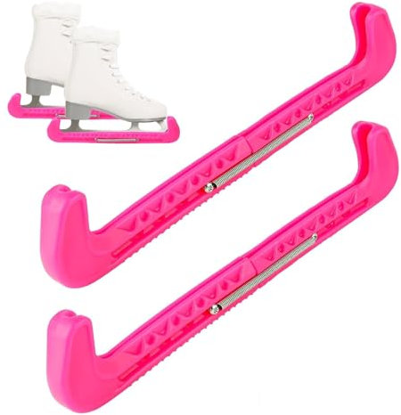 LightBeacon 1 Paar Kufenschoner Schlittschuhe, Schlittschuhschutz, Verstellbarer Schlittschuhschutz, Schlittschuhe Schoner mit Spring Schlittschuhe Zubehör Für Damen Kinder, Rosa