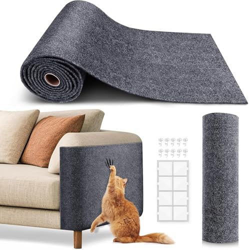 Cat Scratcher, 200 * 40cm Self Adhesive Scratching Mat, Cat Sofa Protector, Wall Mounted Scratcher for Stop Scratching Furniture,Replacement Pads, Pet Accessories for Indoor(Dark Gray)