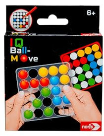 noris IQ Ball-Move 606134744 – Juego de lógica a Partir de 6 años – Juego de Pensamiento Inteligente para 1 Persona en Formato Compacto con 20 Plantillas y Tarjetas en Blanco – Correr Cerebral para