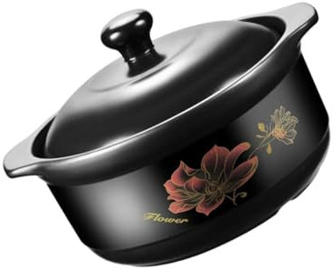 HOLIDYOYO Casserole Céramique Pour Ragoût Et Soupes Pot De Cuisson Terre Cuite Résistant Chaleur Pour Personnes Pour Riz Au Poulet Et Plats Mijotés