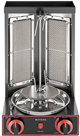 3000W Brenner Gas Edelstahl Tischgrill BBQ Grillofen Vertikale Broiler Gaskochmaschine Spinnen mit Brennern Vertikaler Schawarma Grill Rotisserie Ofen Fleischgrill,für gewerbliche Küchen