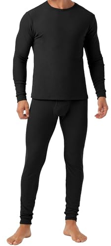QIXING Herren Thermounterwäsche-Set Fleece Gefüttert Schwergewichtiges 4-Wege-Stretch Baselayer für Winter Ski Fußball