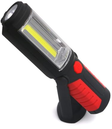 Operitacx USB Rechargeable Portable Work Light with Magnetic Base and Stand Cob and LED Torch for Outdoor Camping and Emergency Use Built in Battery with USB Power Bank Function Slip Red
