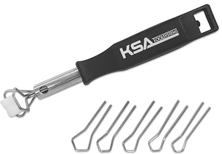KSA Toolsystems Keder Einzieher Werkzeug für Scheibenkeder – Profi Keder-Einziehwerkzeug aus Stahl mit 5 Ösen (9–15 mm) – Materialschonende Montage für Autoglas & Oldtimer