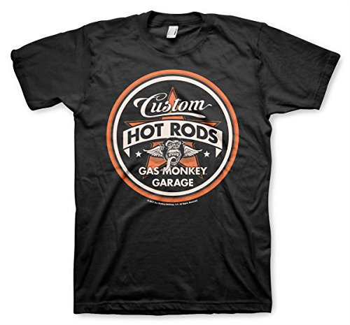 Gas Monkey Garage Offizielles Lizenzprodukt Custom Hot Rods Herren T-Shirt (Schwarz), Medium