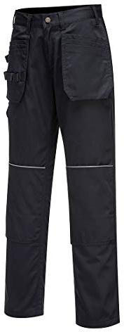 Portwest C720 Hose Polyester-Baumwolle Normalgröße Reflektierend Warnschutz | Schwarz, UPF 50+, Strapazierfähiges Polycotton-Gewebe, Holstertaschen, Inklusive Taschen, Cargotasche Am Seitenbein, Handwerk