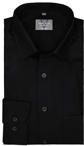 Marvelis Hemd, Comfort Fit, Langarm 64cm, Bügelfrei, Schwarz, New Kent Kragen, 100% Baumwolle (43)