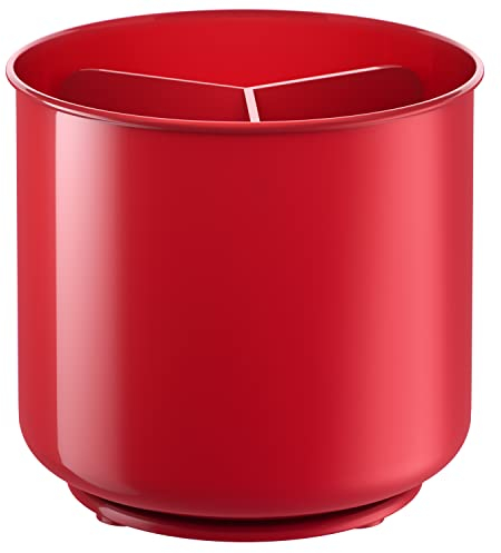 Extra Large Rotating Red Utensil Holder with Sturdy No-Tip Weighted Base, Removable Divider, and Gripped Insert | Rust Proof and Dishwasher Safe Kitchen Utensils Holder and Cutlery Holder