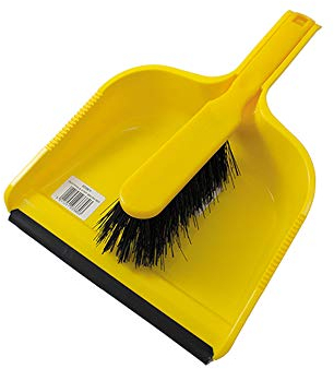 Ramon Hygiene Dust Pan and Brush Set,with Stiff Bristles, Yellow