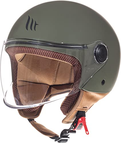 MT Street Jet-Helm · Motorrad-Helm Roller-Helm Scooter-Helm Bobber Mofa-Helm Chopper Retro Cruiser Vintage Pilot Biker ECE 22.05 (Matt Grün, XL)