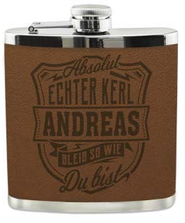 History & Heraldry Echter Kerl Flachmann Andreas - individuell und personalisiert mit Gravur, Name und Spruch
