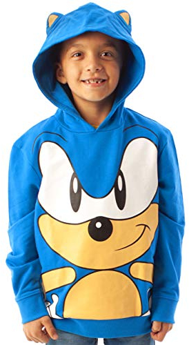 Sonic The Igel Hoodie Charakter 3D Ears Junge Kinder Blaue Kapuzenpullover 8-9 Jahre