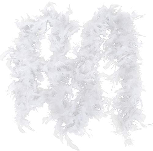 Szaerfa 2M reizender Weihnachtsbaum weiße Feder Boa Streifen Weihnachtsband Flauschiges Handwerk DIY Girlanden Dekor für Home Hochzeitsfeier