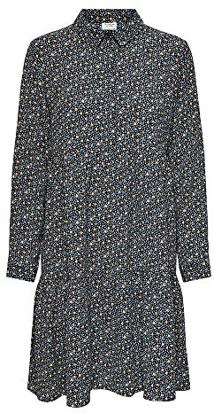 JDY Damen JDYPIPER L/S AOP Shirt Dress WVN NOOS Kleid, Black/AOP:Spectra Yellow & Aquarius Ditsy, 36