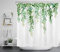 LB Grünes Blatt Duschvorhang Antischimmel Wasserdicht Badezimmer Vorhänge Frühling Botanische Pflanze Weiß 240x175cm Extra Breit Polyester Bad Vorhang mit Haken