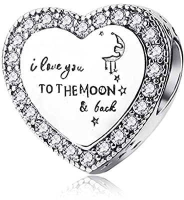 NINGAN I Love Family Charm si adatta Charms Bracelet 925 Sterling Silver Love Heart Charm - Festa della mamma compleanno gioielli regalo per le donne