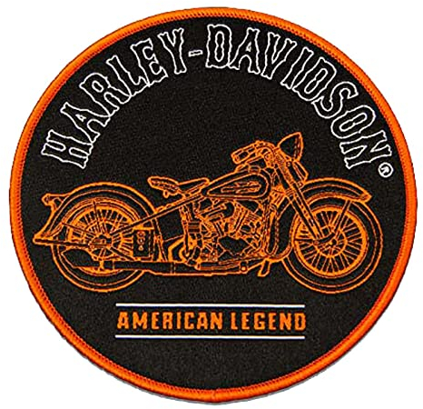 Harley-Davidson American Legend Aufnäher / Aufnäher, rund, 10,2 cm, Schwarz / Orange