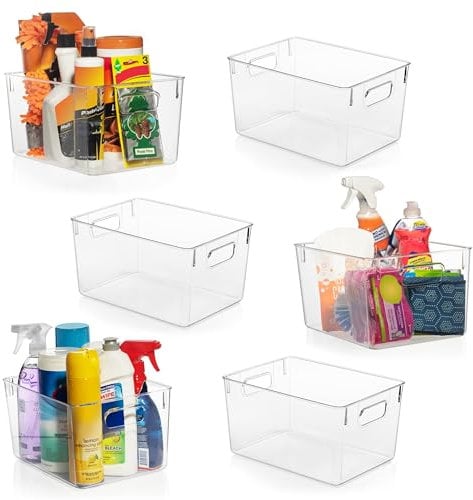 CLEARSPACE Plastic Storage Bins – Perfect Kitchen Organization or Pantry Storage – Fridge Organizer, Pantry Organization and Storage Bins, Cabinet Organizers