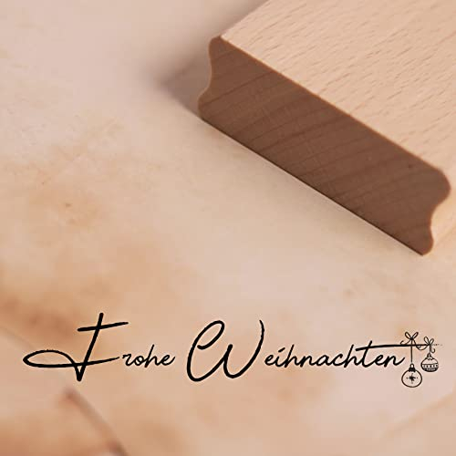 Dekolando Stempel Frohe Weihnachten Schriftzug - Tannenbaumkugeln Motivstempel Holzstempel Weihnachtsstempel modern minimalistisch - Abdruck ca. 98 x 18 mm