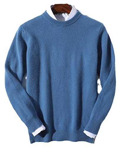 100 % Kaschmir-Pullover für Herren, alltäglich, warm, All-Match-Strickpullover, Jersey, blau, X-Groß