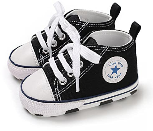 SIFANGPING Zapatos de Primeros Pasos niños Zapatos de Lona para niños Suela Blanda Zapatos de Lona Transpirables y Antideslizantes Ligeros para bebé 18 EU Negro