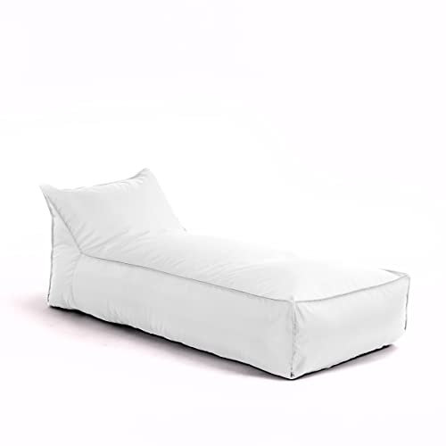 Avalon - Pouf Chaise Longue da Esterno Badd L Jive, Pouf Letto Comodo e Impermeabile, Grande e Perfetto da Giardino, Ottimo per Arredo Piscina, Design Moderno, Made in Italy(70x160cm-Bianco)