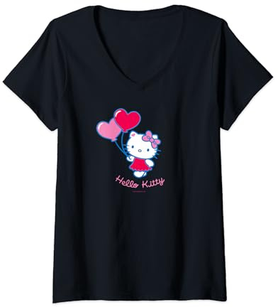 Hello Kitty - Ballons en forme de cœur T-Shirt avec Col en V