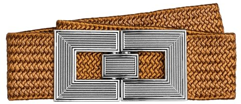 Caspar GU328 breiter elastischer Damen Stretch Taillengürtel mit stylischer Metallschließe