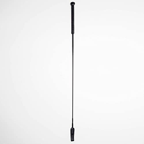 Dèmonia – Lange Pferdepeitsche – Gebiss mit feiner Schlaufe aus Leder und PVC-Griff – 75 cm