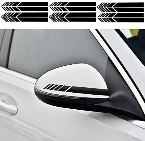 6 Paar Auto Rückspiegel Aufkleber, Reflektierende Autospiegel Aufkleber DIY Vinyl Streifen Dekoration Sport Stripes Auto Seitenspiegel Aufkleber für Autos SUV LKW Geländewagen, Schwarz (20×2cm)